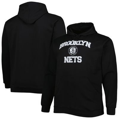 Men's Black Brooklyn Nets Big & Tall Heart Soul Pullover Hoodie