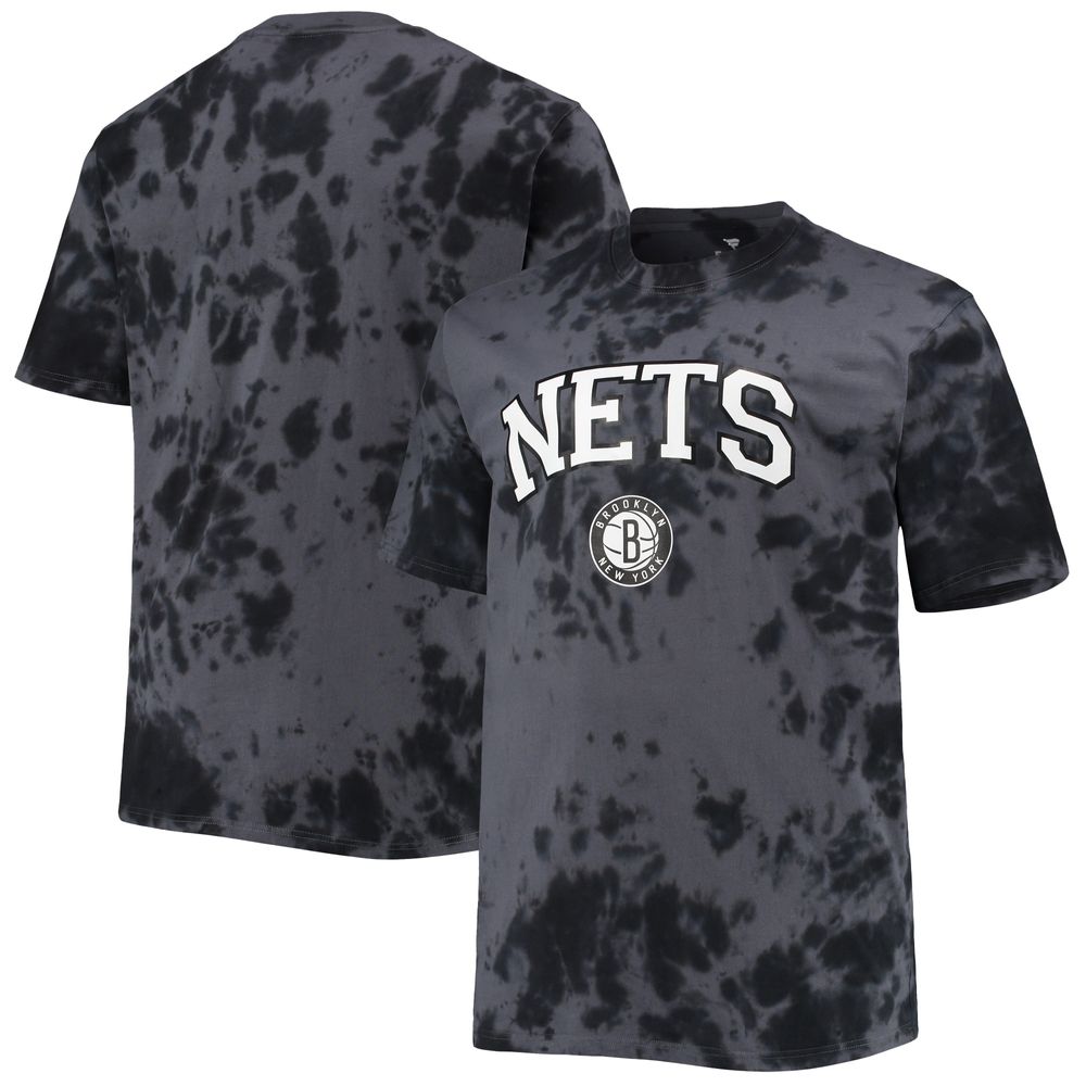 Men's Black Brooklyn Nets Big & Tall Marble Dye Tonal Performance T-Shirt