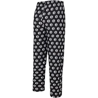 Men's Concepts Sport Black Brooklyn Nets Allover Logo Print Gauge Sleep Pants