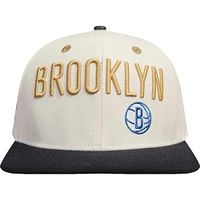 Men's Cream/Black Brooklyn Nets Album Cover Snapback Hat