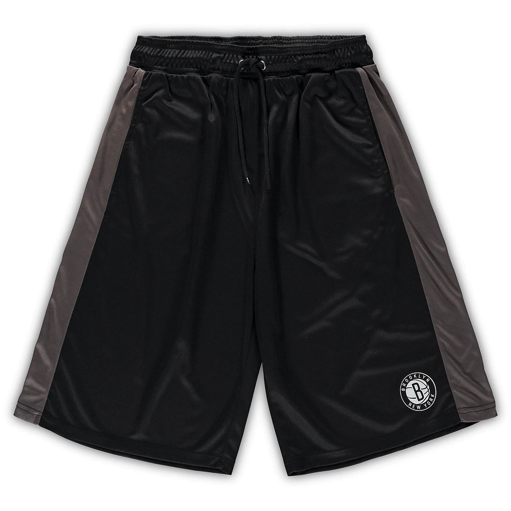 Men's Fanatics Black/Charcoal Brooklyn Nets Big & Tall Performance Shorts