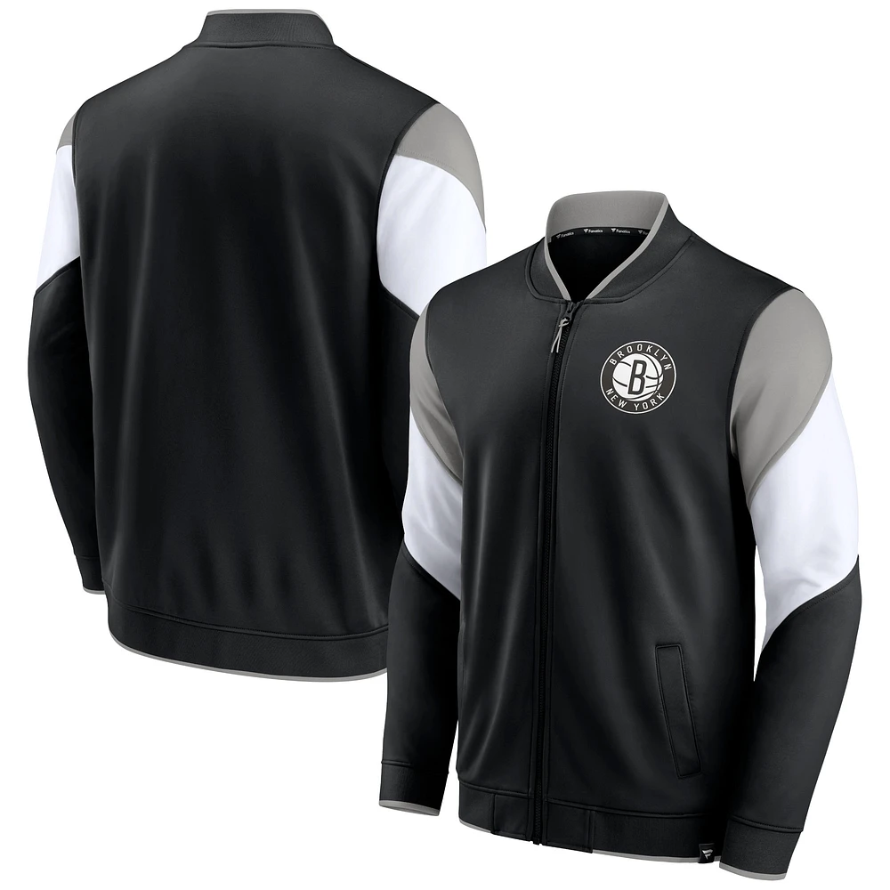 Men's Fanatics Black/Gray Brooklyn Nets League Best Performance Full-Zip Jacket