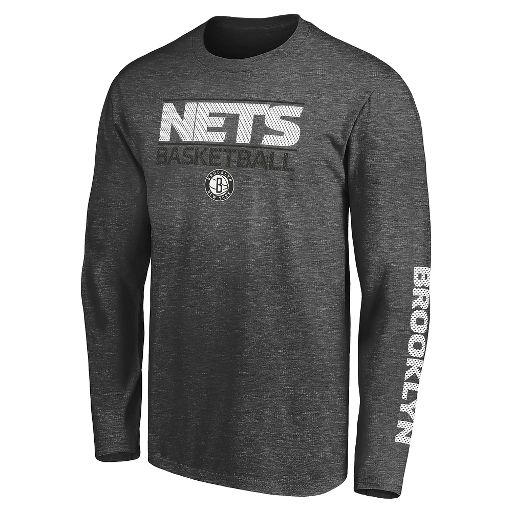 Ensemble combiné de t-shirts Brooklyn Nets Fanatics noir/anthracite chiné pour hommes