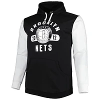 Men's Fanatics Black/White Brooklyn Nets Big & Tall Bold Attack Pullover Hoodie