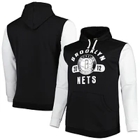 Men's Fanatics Black/White Brooklyn Nets Big & Tall Bold Attack Pullover Hoodie