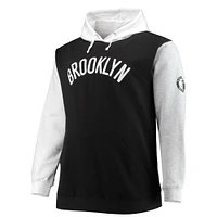 Sweat à capuche double contraste Fanatics pour hommes, noir/blanc, Brooklyn Nets, Big & Tall