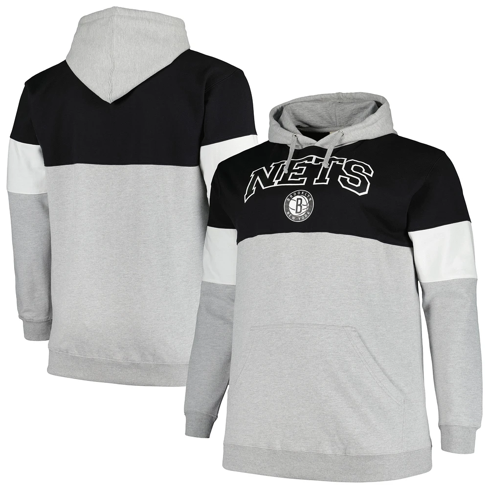 Men's Fanatics Black/White Brooklyn Nets Big & Tall Pullover Hoodie