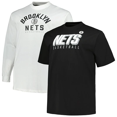 Men's Fanatics Black/White Brooklyn Nets Big & Tall Short Sleeve Long T-Shirt Set