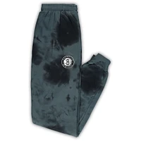 Men's Fanatics Black Brooklyn Nets Big & Tall Wordmark Cloud Dye Jogger Pants