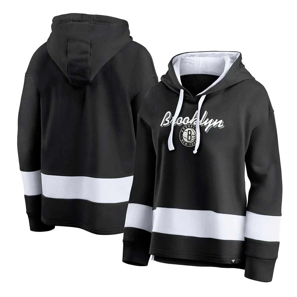 Fanatics pour hommes noirs Brooklyn Nets Block Party Major Play - Chandail à capuchon