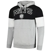 Men's Fanatics Black Brooklyn Nets Contrast Pieced Pullover Hoodie