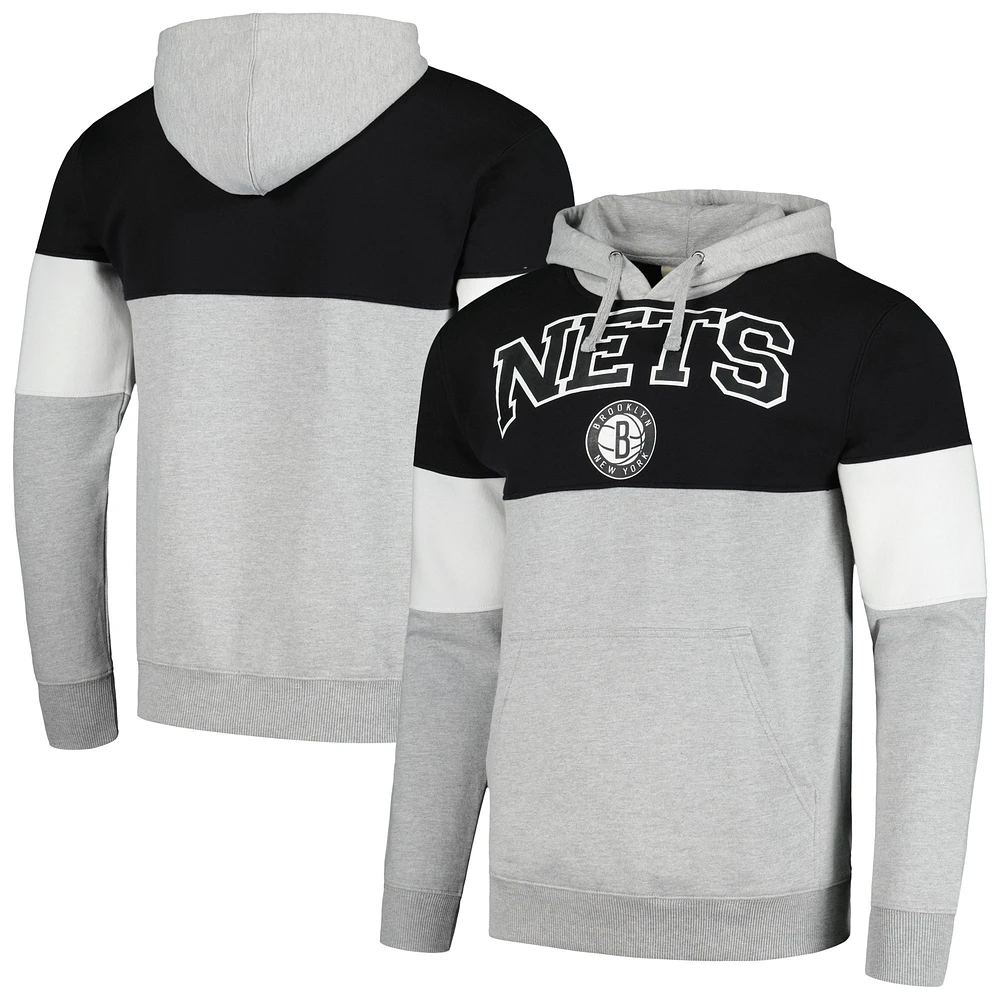 Men's Fanatics Black Brooklyn Nets Contrast Pieced Pullover Hoodie