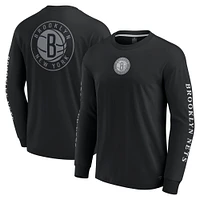 T-shirt à manches longues Fanatics pour hommes, noir, Brooklyn Nets Elements Strive