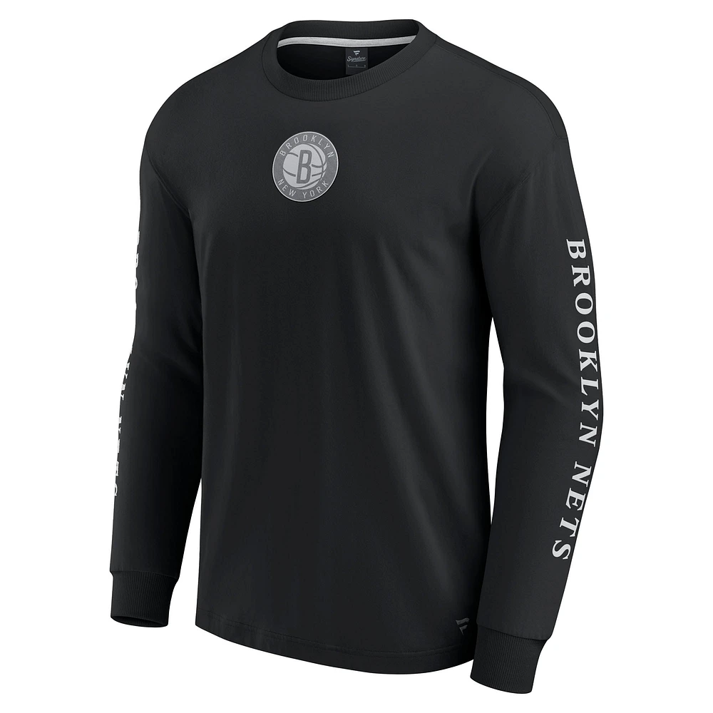 T-shirt à manches longues Fanatics pour hommes, noir, Brooklyn Nets Elements Strive