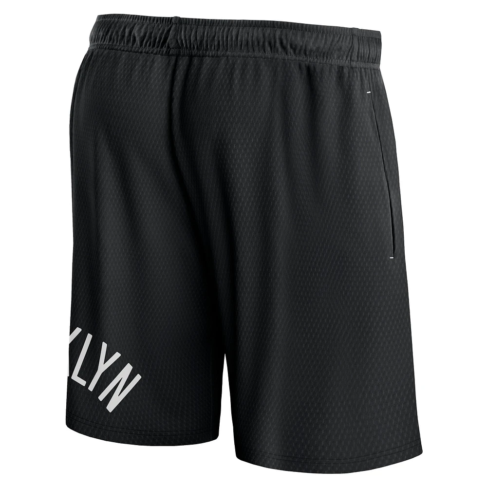 Short en maille à lancer franc noir Brooklyn Nets Fanatics pour hommes