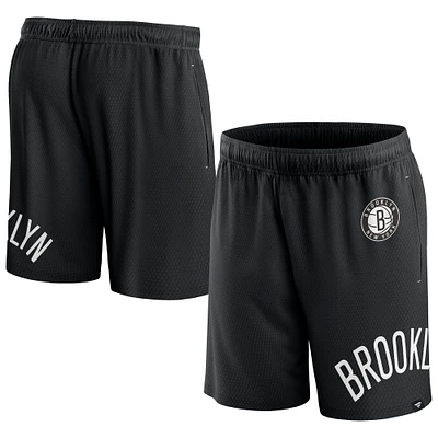 Short en maille à lancer franc noir Brooklyn Nets Fanatics pour hommes