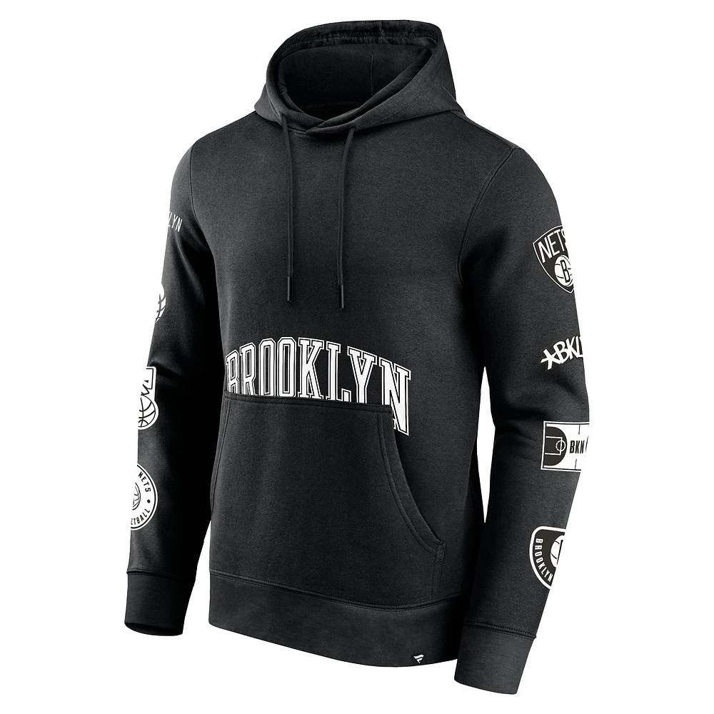 Men's Fanatics Black Brooklyn Nets Home Court Pullover Hoodie