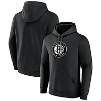 Men's Fanatics  Black Brooklyn Nets Primary Logo Pullover Hoodie