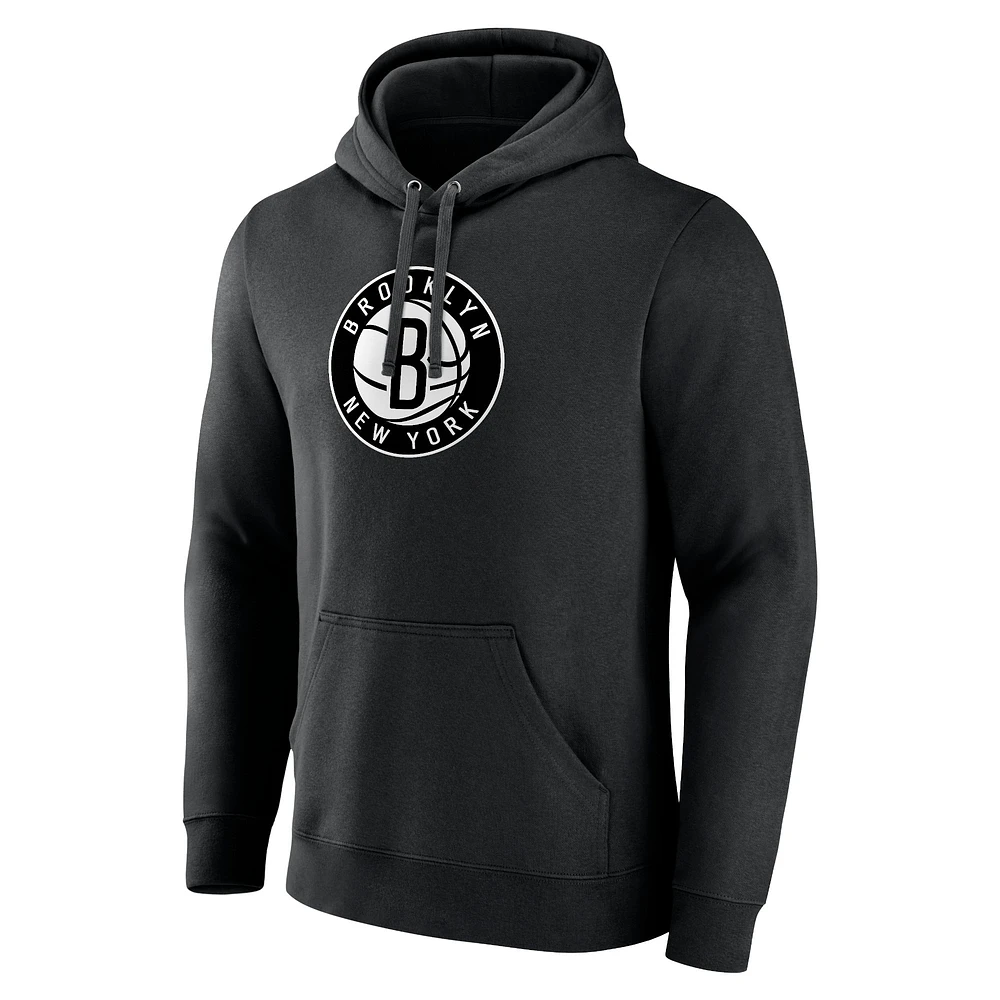 Men's Fanatics  Black Brooklyn Nets Primary Logo Pullover Hoodie