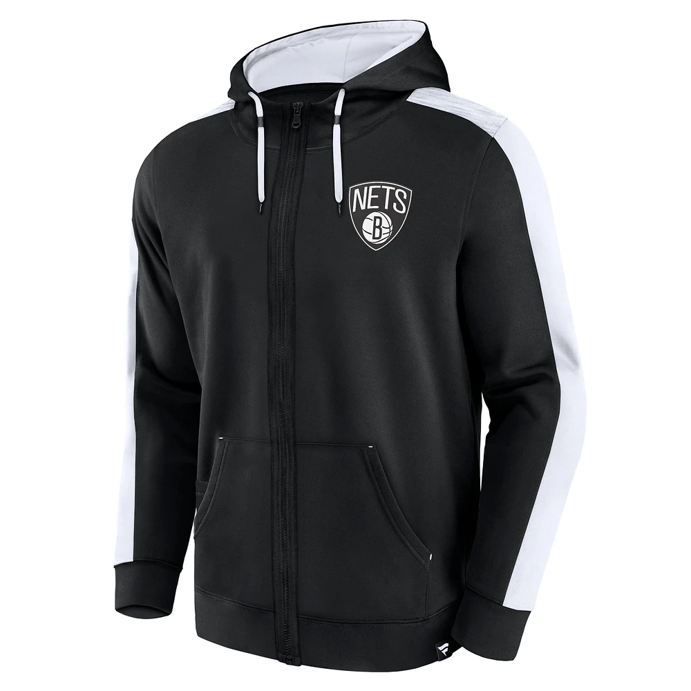 Men's Fanatics Black Brooklyn Nets Rainbow Shot Full-Zip Hoodie