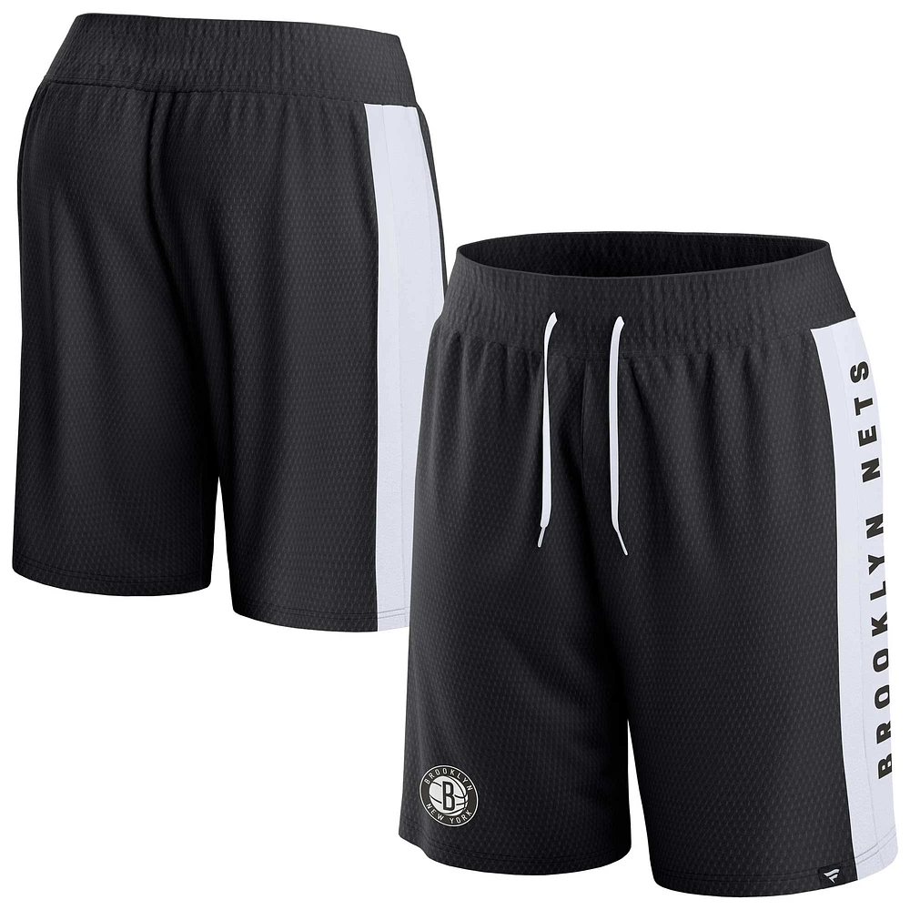 Short en maille emblématique noir Brooklyn Nets Fanatics pour hommes