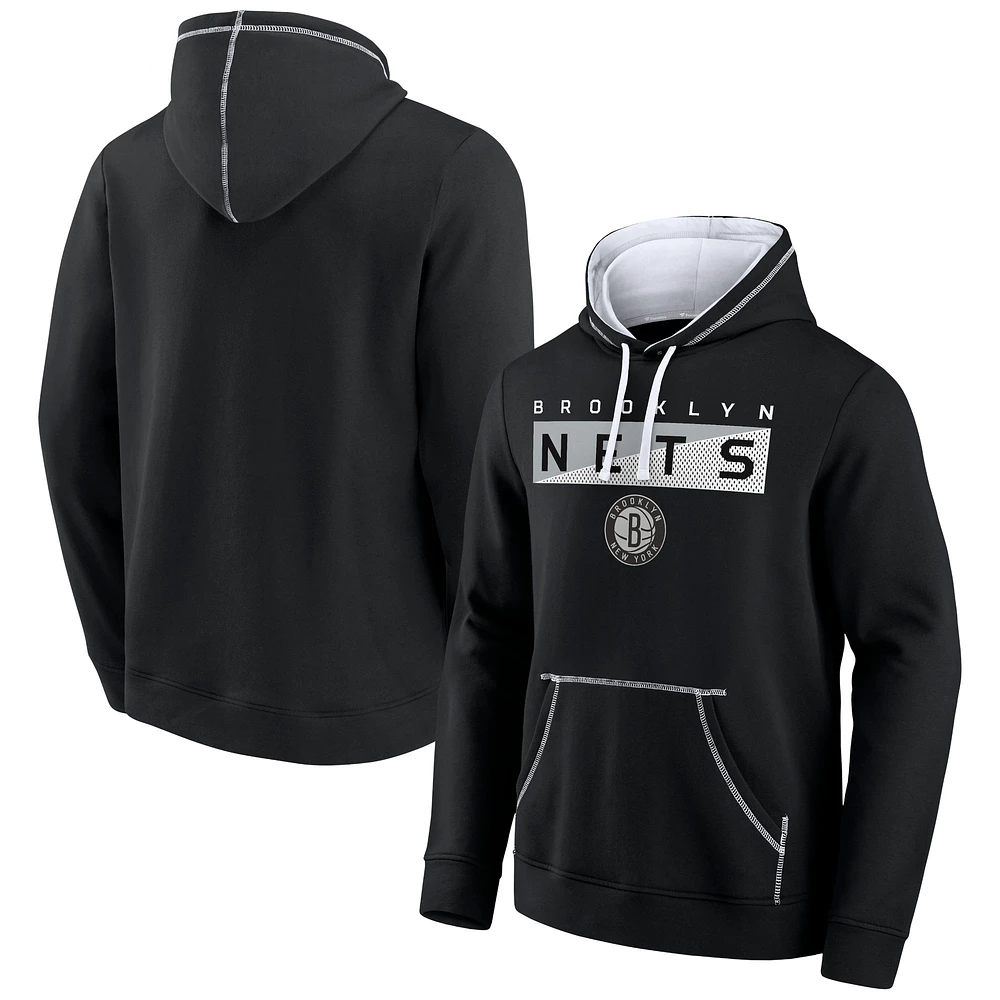 Men's Fanatics Black Brooklyn Nets Split the Crowd - Pullover Hoodie