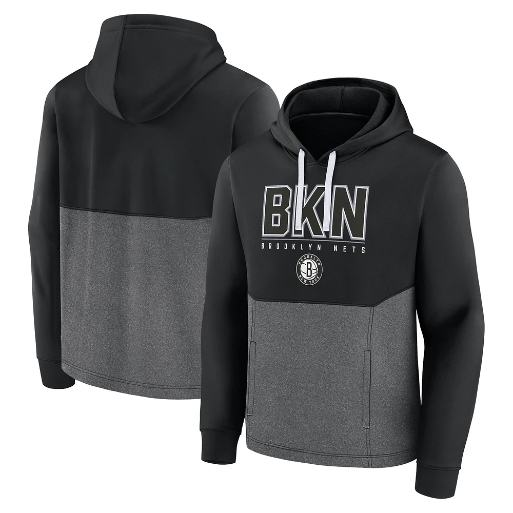 Men's Fanatics  Black Brooklyn Nets Successful Tri-Blend Pullover Hoodie