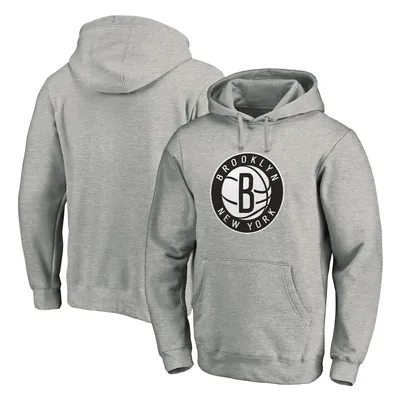 Brooklyn Nets Fanatics Branded Team Primary Logo Fitted Pullover Hoodie - Heather Gray