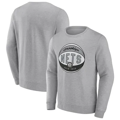 Brooklyn Nets Fanatics Branded True Classics Vint Pullover Sweatshirt - Heathered Gray