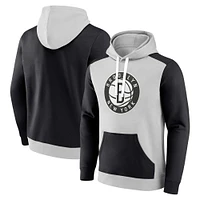 Men's Fanatics Gray/Black Brooklyn Nets Arctic Colorblock Pullover Hoodie