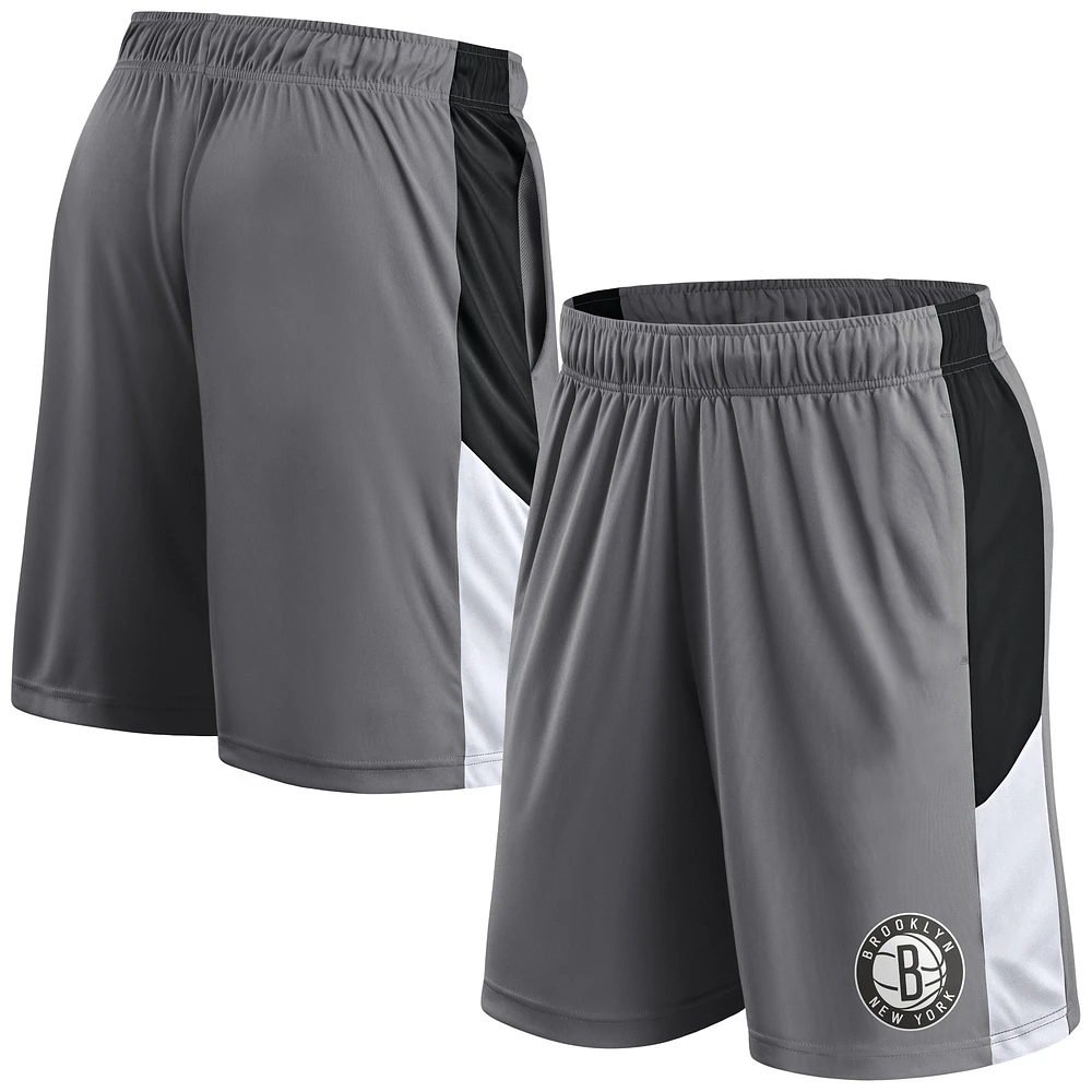 Short d'entraînement Fanatics gris Brooklyn Nets pour hommes