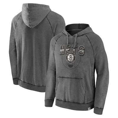 Men's Fanatics Gray Brooklyn Nets True Classics Vintage Snow Wash Raglan Pullover Hoodie