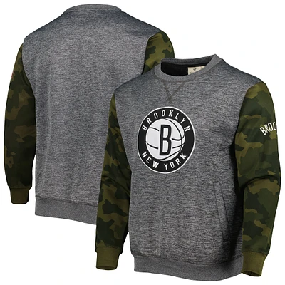 Sweat-shirt cousu camouflage Fanatics Heather Charcoal Brooklyn Nets pour hommes