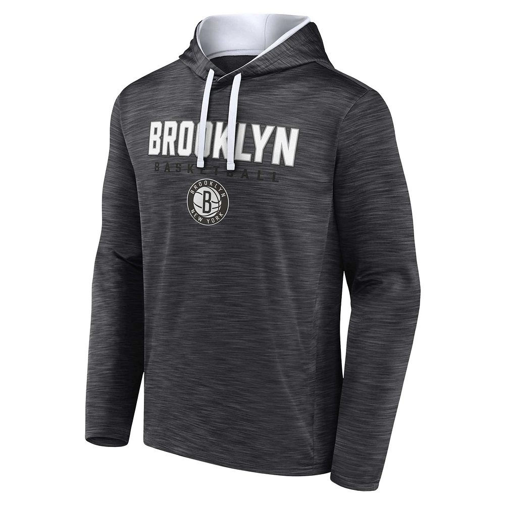 Sweat à capuche pour hommes Fanatics Heather Charcoal Brooklyn Nets Fast Break