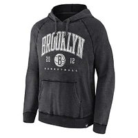 Sweat à capuche raglan pour hommes Fanatics Heather Charcoal Brooklyn Nets Foul Trouble Snow Wash