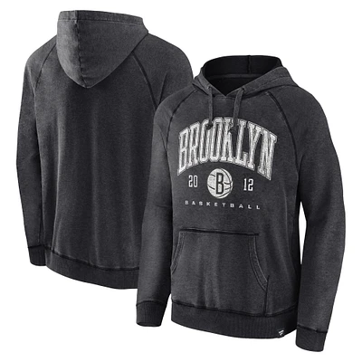 Sweat à capuche raglan pour hommes Fanatics Heather Charcoal Brooklyn Nets Foul Trouble Snow Wash