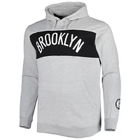 Men's Fanatics Heather Gray Brooklyn Nets Big & Tall Wordmark Pullover Hoodie