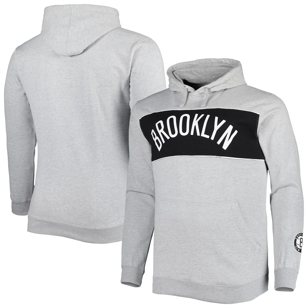 Sweat à capuche Fanatics Heather Grey Brooklyn Nets Big & Tall pour hommes