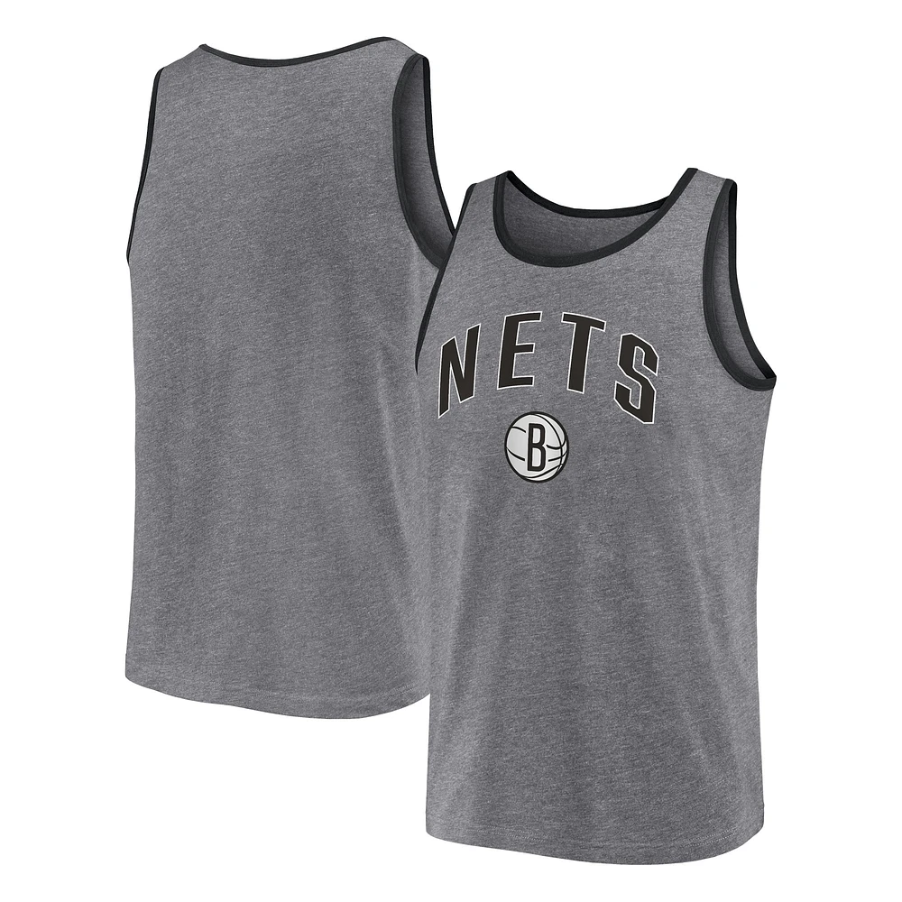 Débardeur à logo principal Fanatics pour hommes, gris chiné, Brooklyn Nets