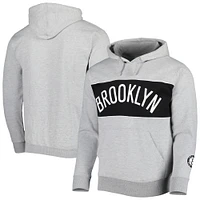 Sweat à capuche Fanatics pour hommes, gris chiné, Brooklyn Nets, mot-symbole French Terry