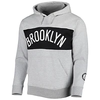 Sweat à capuche Fanatics pour hommes, gris chiné, Brooklyn Nets, mot-symbole French Terry