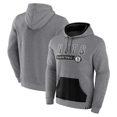 Fanatics pour hommes gris chiné Brooklyn Nets Off The Bench Color Block Pull à capuche