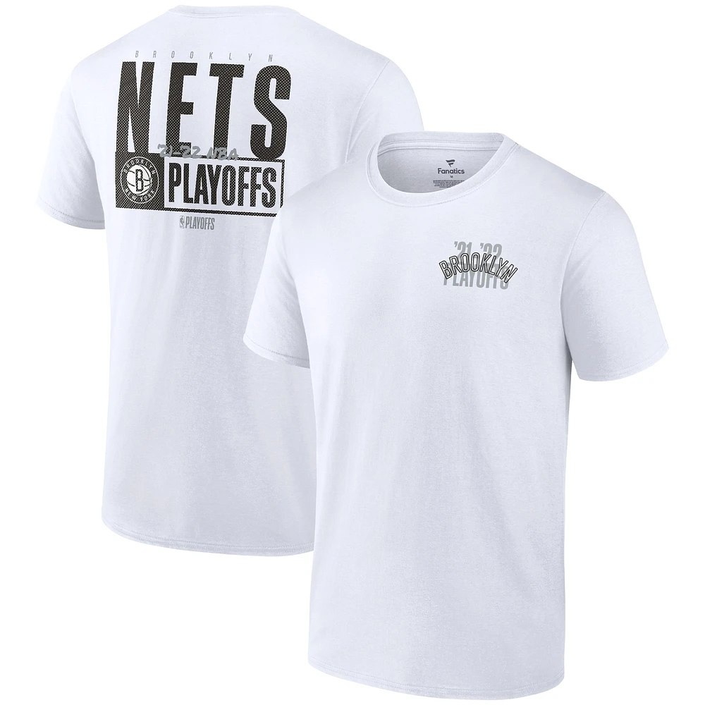 T-shirt Dunk fanatiques pour hommes, blanc, Brooklyn Nets, Playoffs NBA 2022