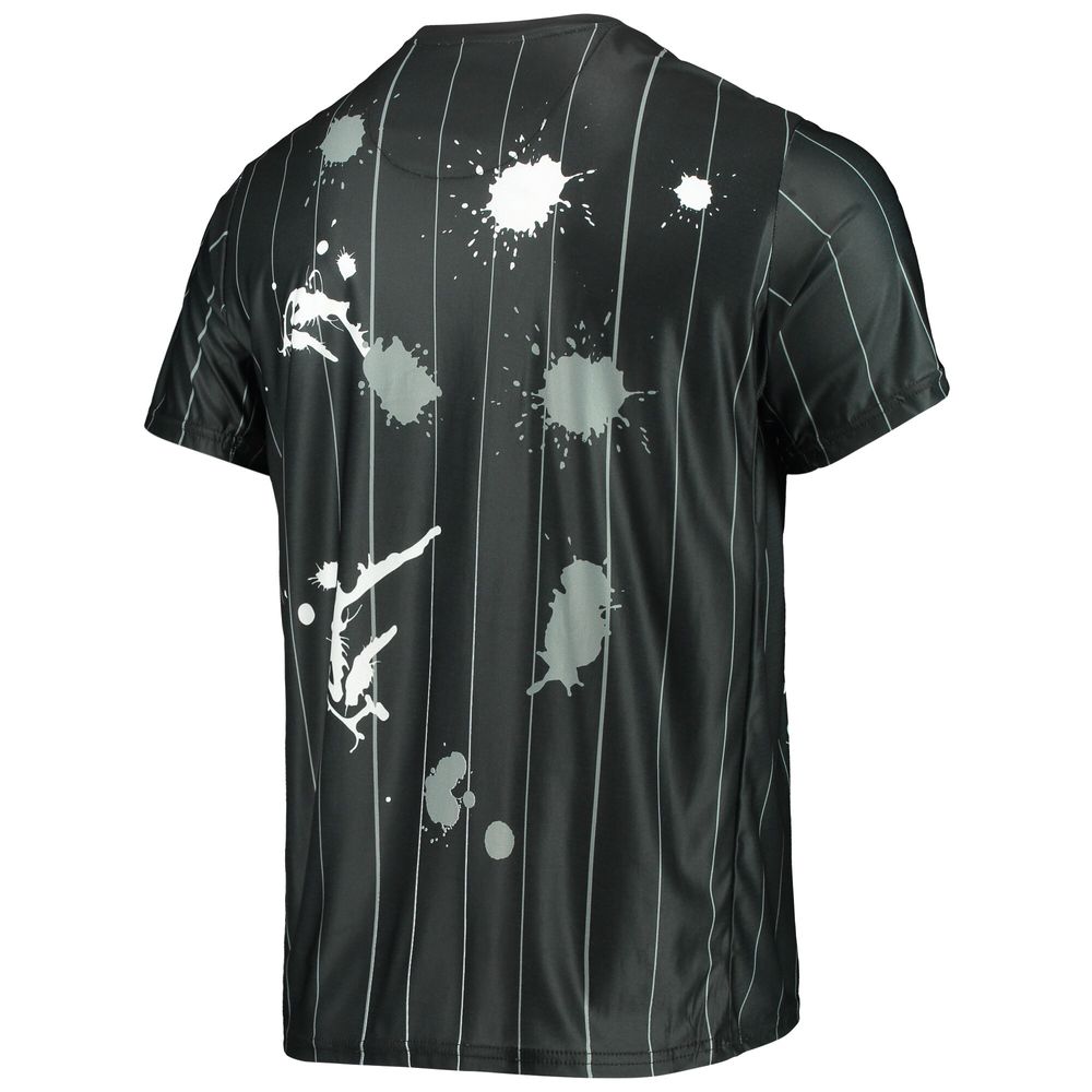 Men's FISLL Black Brooklyn Nets Striped Splatter T-Shirt