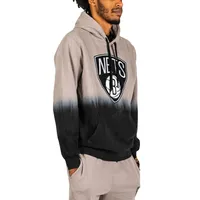 Men's FISLL Tan Brooklyn Nets Black Dip-Dye - Pullover Hoodie