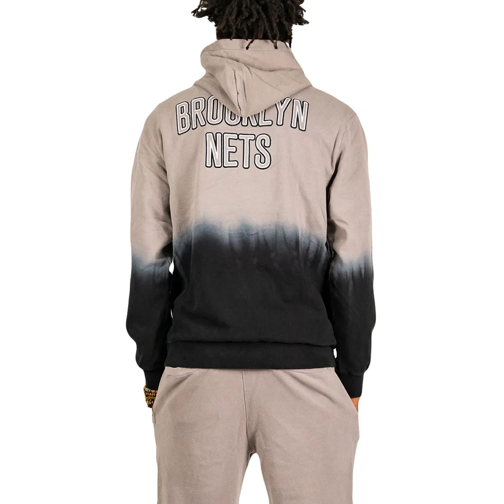 Brooklyn Nets FISLL Tan pour homme noir Dip-Dye - Chandail à capuchon