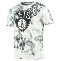 Men's FISLL White/Black Brooklyn Nets Asymmetric Bold Smoke T-Shirt