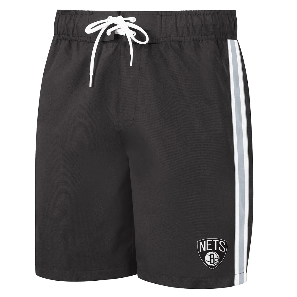 Men's G-III Sports by Carl Banks Black/Gray Brooklyn Nets Sand Beach Volley Swim Shorts