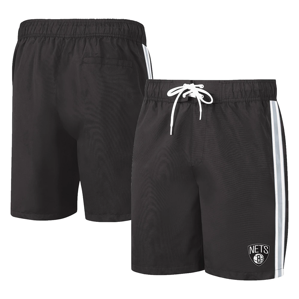 Short de bain G-III Sports by Carl Banks pour homme noir Brooklyn Nets Sand Beach Volley