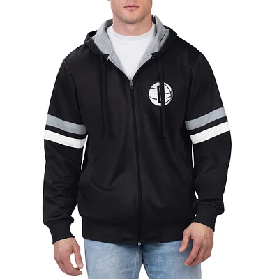 Men's G-III Sports by Carl Banks Black Brooklyn Nets Contender Full-Zip Hoodie Jacket